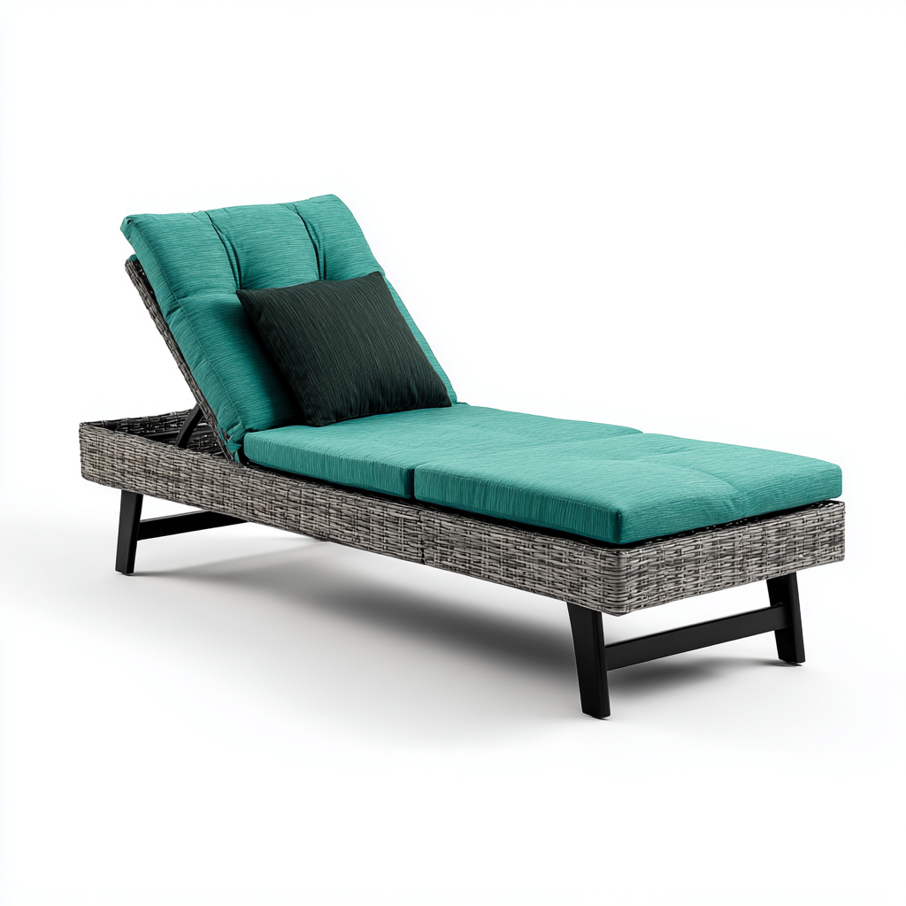 Tumbona de jardín Ratán-tela 195x70x40 cm - verde-gris - diseño reclinable para exterior-Oakuply