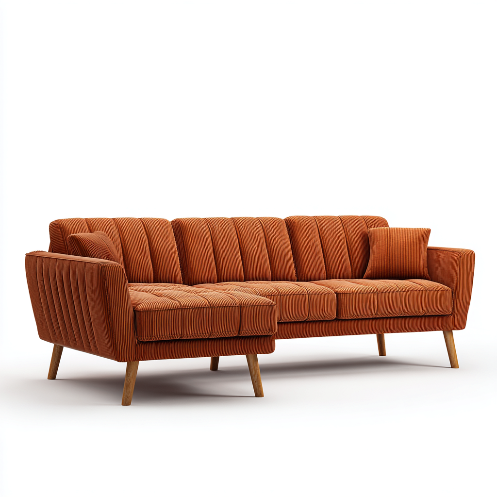 Sofás rinconeros tela 278x170x86 cm - naranja óxido - estilo retro-Oakuply