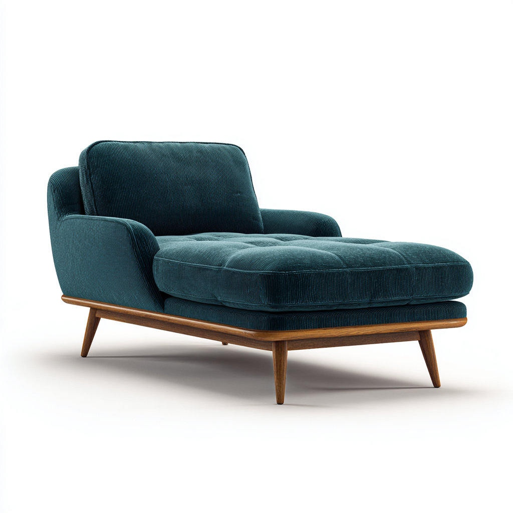 Chaise longue tapizada tela acanalada 168x82x85 cm - verde petróleo - estilo moderno para salón-Oakuply