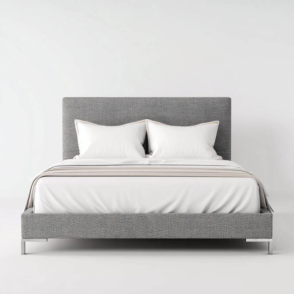 Cama matrimonial tapizada 200x160x45 cm - tela - gris - diseño moderno para dormitorio-Oakuply