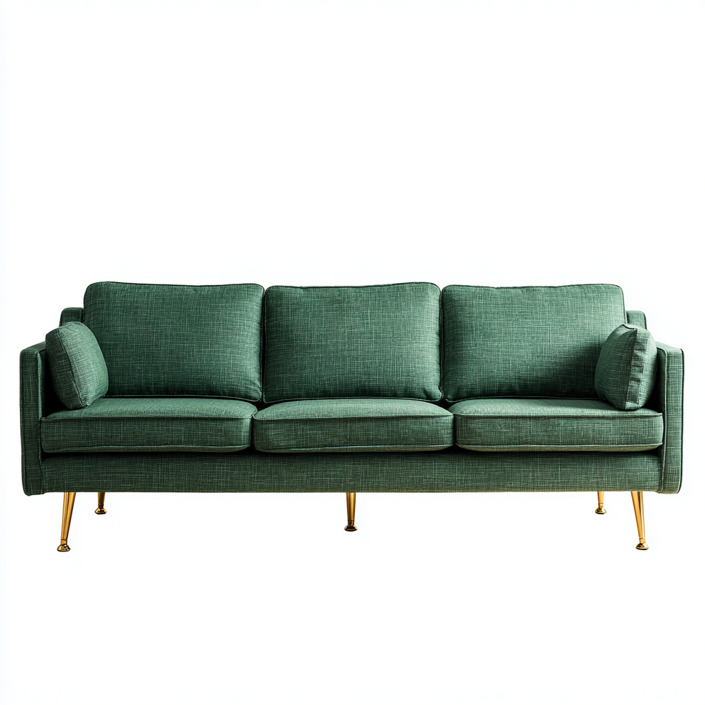 Sofá 3 plazas tapizado 218x90x87 cm - verde oscuro - para salón - diseño moderno-Oakuply