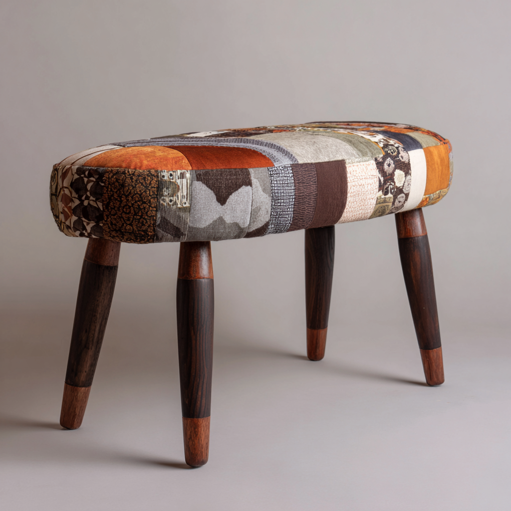 Bancos de dormitorio tapizado en tejido patchwork 65x35x45 cm - multicolor - adecuado para dormitorio - diseño decorativo-Oakuply