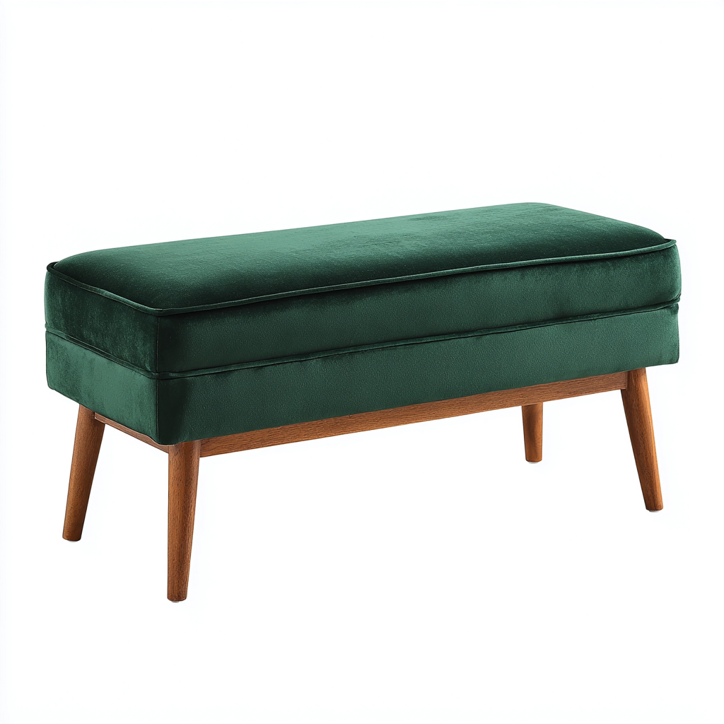 Banco de dormitorio terciopelo y madera 110x42x49 cm - verde oscuro - diseño moderno-Oakuply