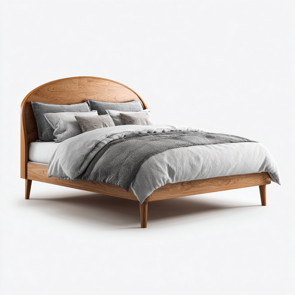 Cama matrimonial de madera 200x160x45 cm - madera maciza - madera natural - diseño moderno para dormitorio-Oakuply