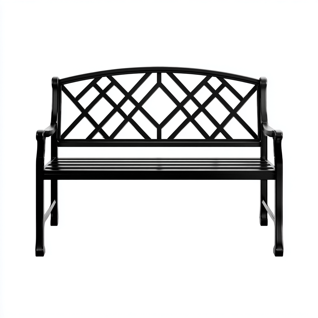 Bancos de jardín metal 134x60x92 cm - color negro - diseño geométrico-Oakuply