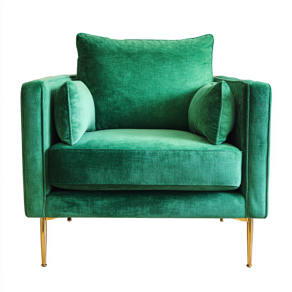 Sillón tapizado terciopelo 90x82x92 cm - verde - diseño moderno - para salón-Oakuply
