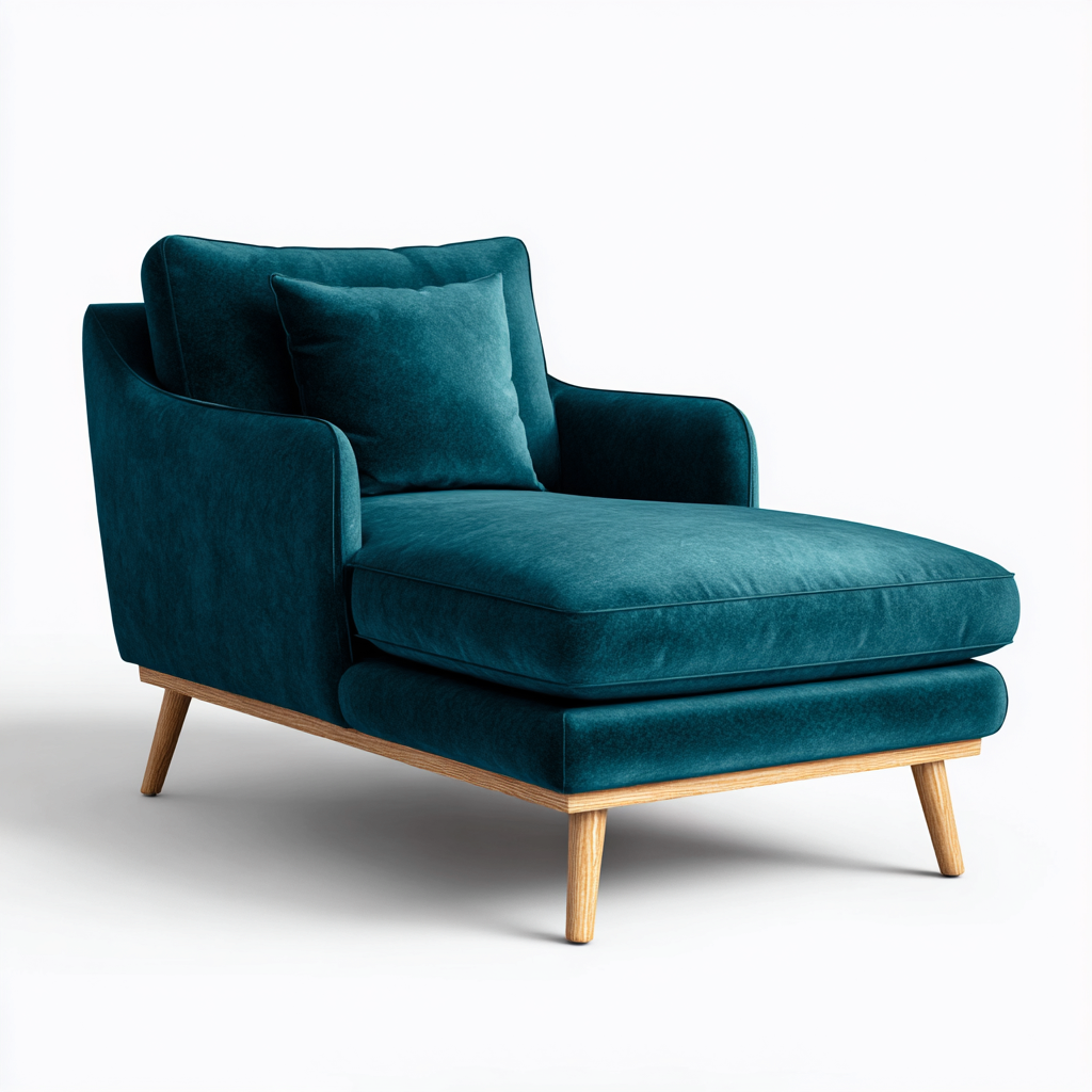 Chaise longue tapizada terciopelo 165x82x88 cm - verde petróleo - estilo moderno para salón-Oakuply