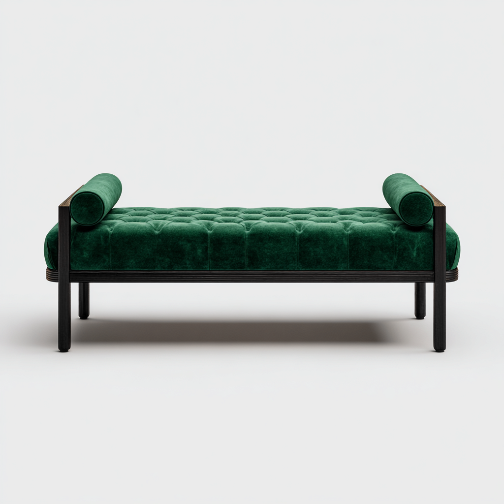 Bancos de dormitorio tapizado en terciopelo 140x50x60 cm - verde - adecuado para dormitorio - diseño clásico-Oakuply