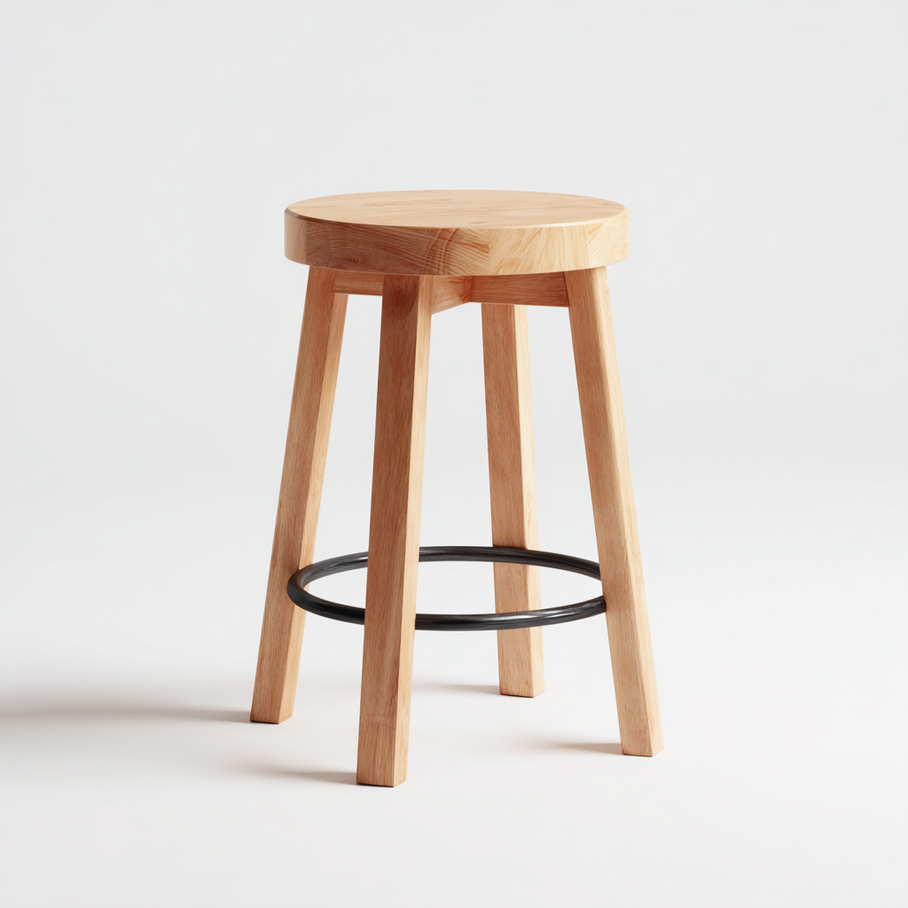 Taburete de bar madera maciza 41x41x74 cm - madera natural-negro - diseño minimalista - para cocina-comedor-Oakuply