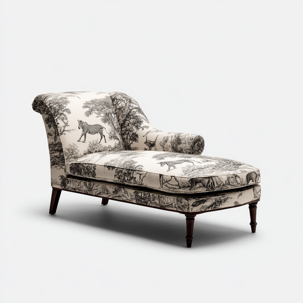 Chaise longue tapizada estampado 180x75x85 cm - beige - adecuada para sala de estar - diseño clásico-Oakuply