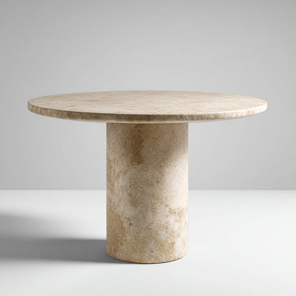 Mesa de comedor piedra 120x120x75 cm - beige - adecuado para comedor - diseño moderno-Oakuply