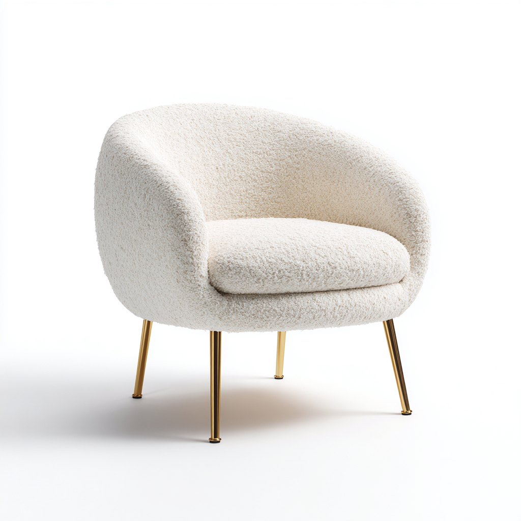 Sillón borreguillo-metal 77x75x83 cm - blanco - estilo moderno-Oakuply