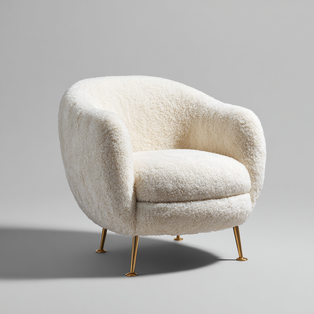 Sillón borreguillo-metal 78x76x82 cm - blanco - estilo moderno-Oakuply