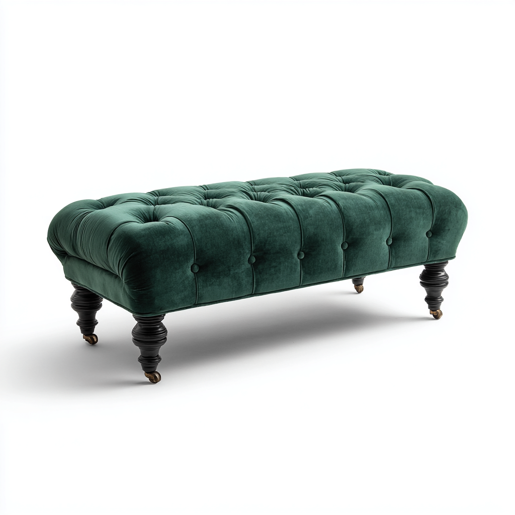 Bancos de dormitorio tapizado en terciopelo 125x50x46 cm - verde - adecuado para dormitorio - diseño clásico-Oakuply