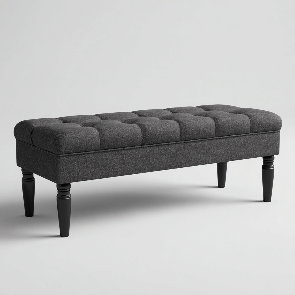 Bancos de dormitorio tapizado tela 120x40x45 cm - gris oscuro - diseño clásico-Oakuply