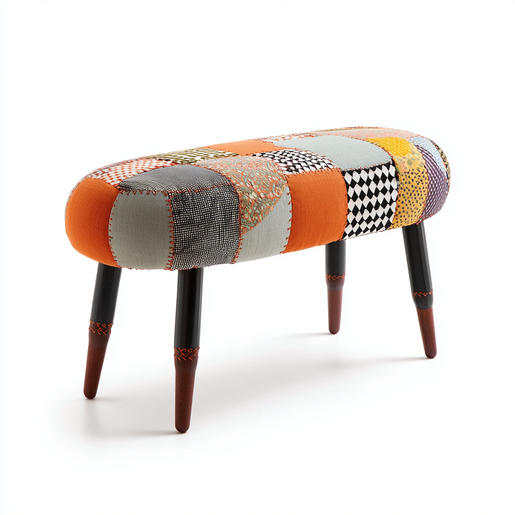 Bancos de dormitorio tapizado tela 100x36x45 cm - multicolor - diseño patchwork-Oakuply