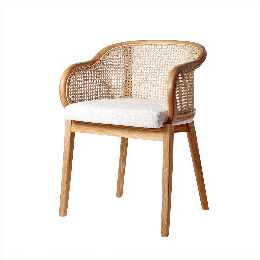 Silla de comedor madera+rattan 55x52 cm beige uso comedor diseño moderno-Oakuply