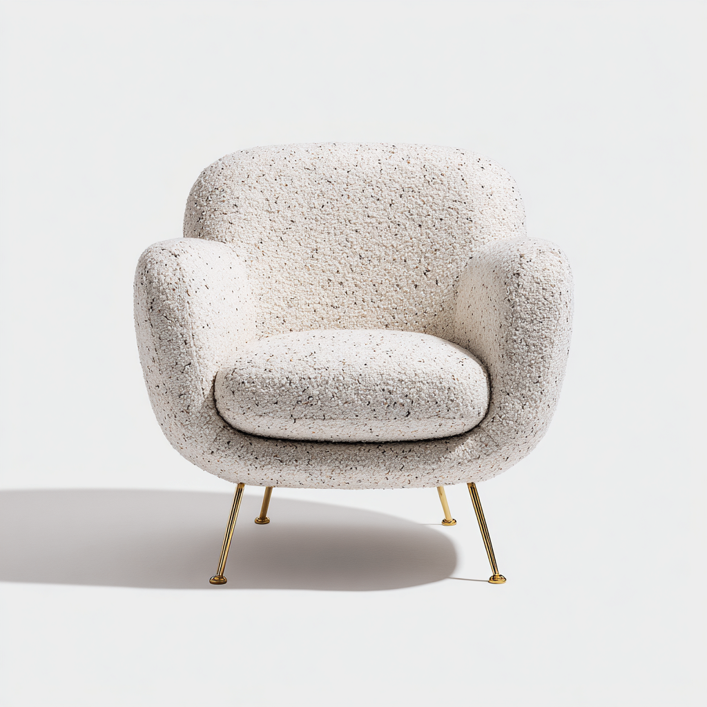 Sillón tapizado bouclé 85x80x78 cm - blanco - diseño moderno-Oakuply