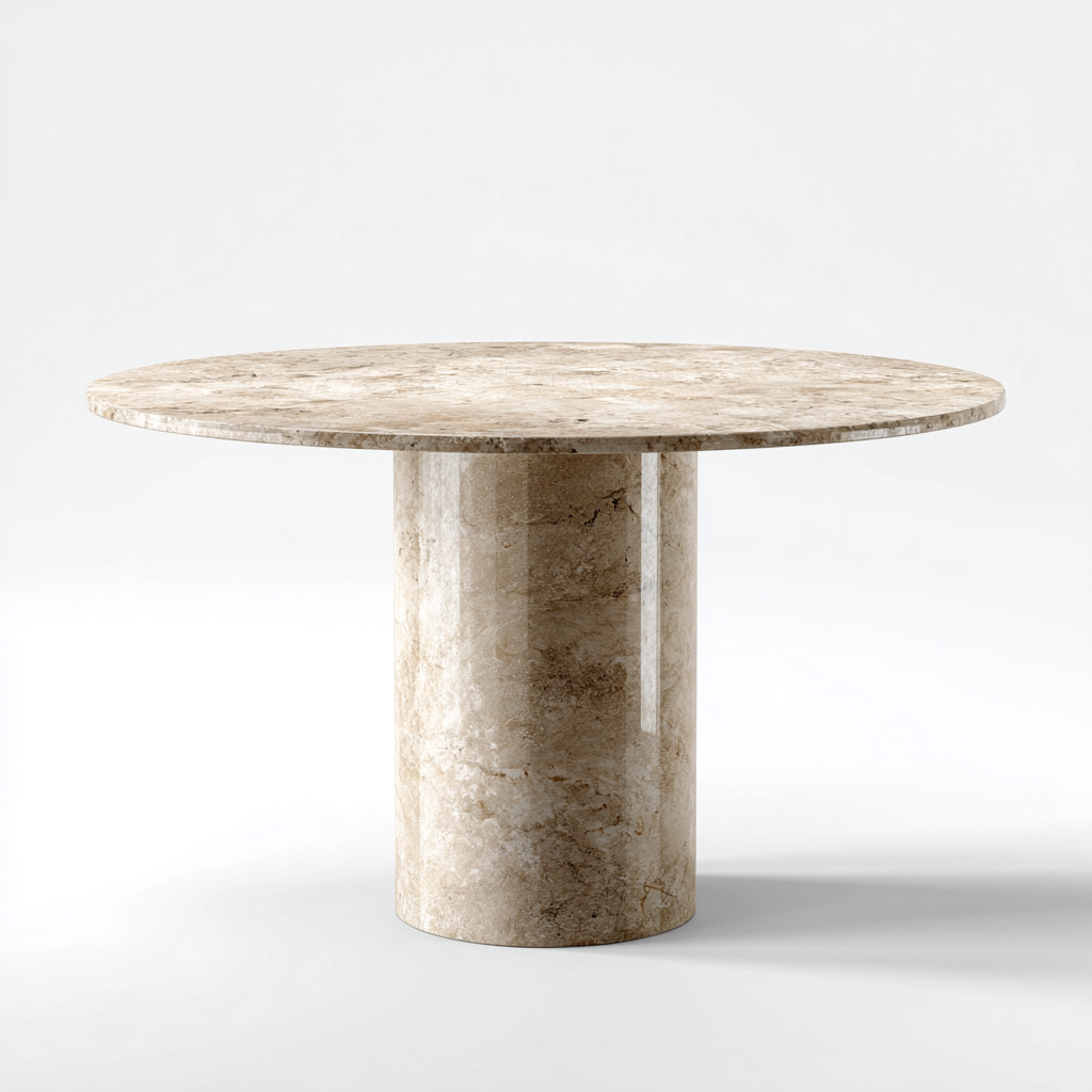 Mesa de comedor - Mármol - 130x130x75 cm - Beige - para comedor - Estilo moderno-Oakuply