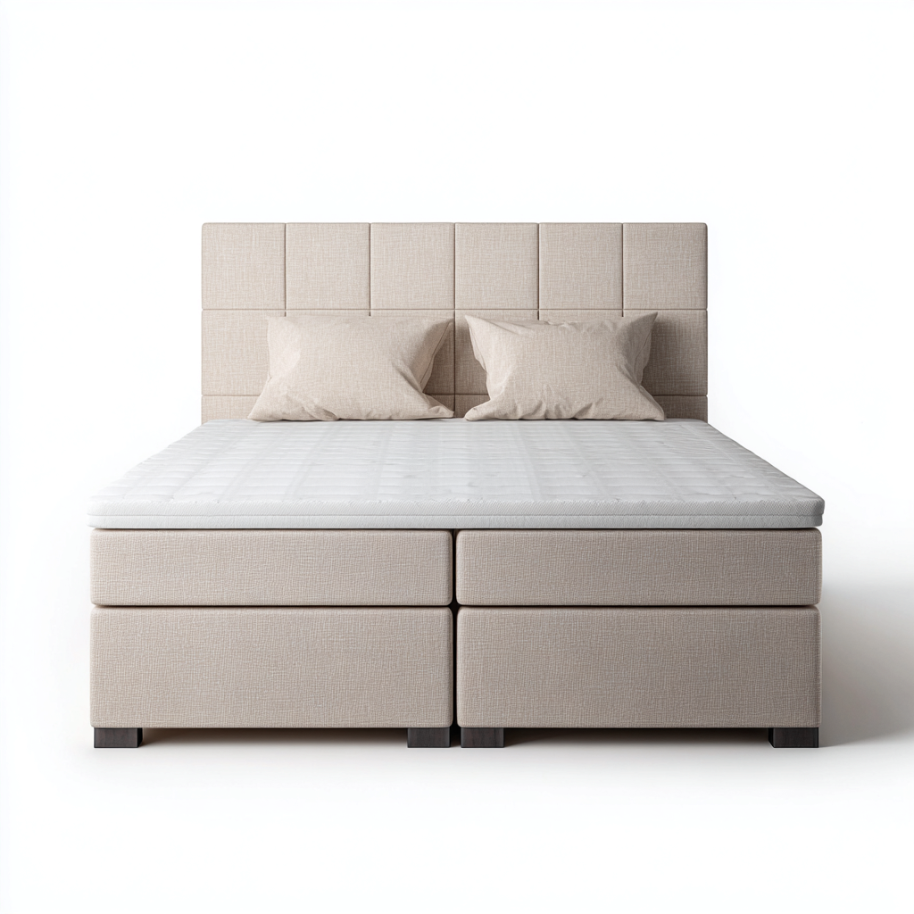 Cama matrimonial tapizada 200x160x60 cm - tela - beige - diseño moderno para dormitorio-Oakuply