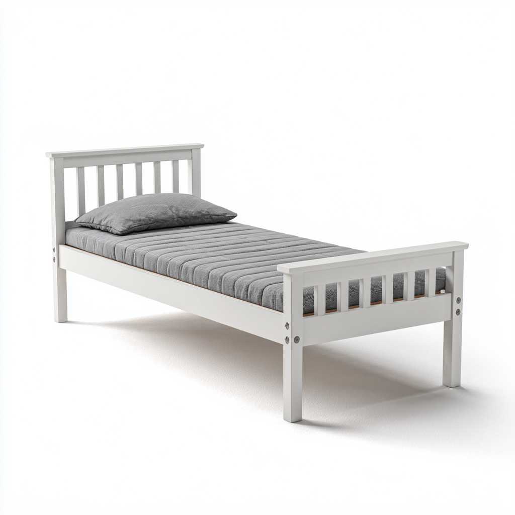 Cama individual madera 190x95x45 cm - blanco - estilo moderno para dormitorio-Oakuply
