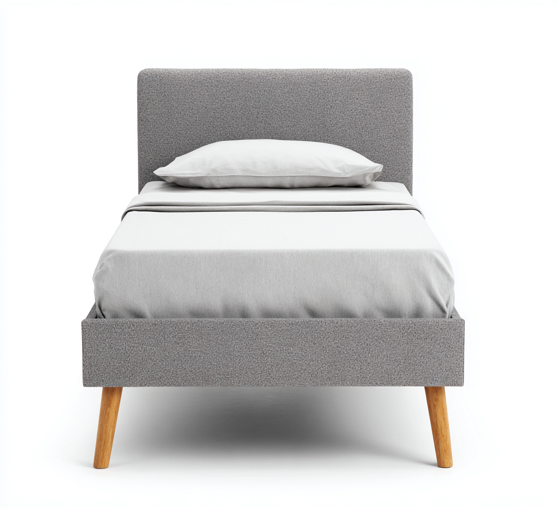 Cama individual tapizada 200x100x50 cm - gris - apta para dormitorio - diseño moderno-Oakuply