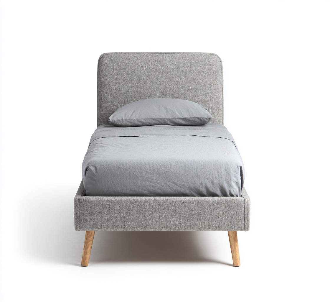 Cama individual tapizada 190x95x55 cm - gris - estilo nórdico para dormitorio-Oakuply
