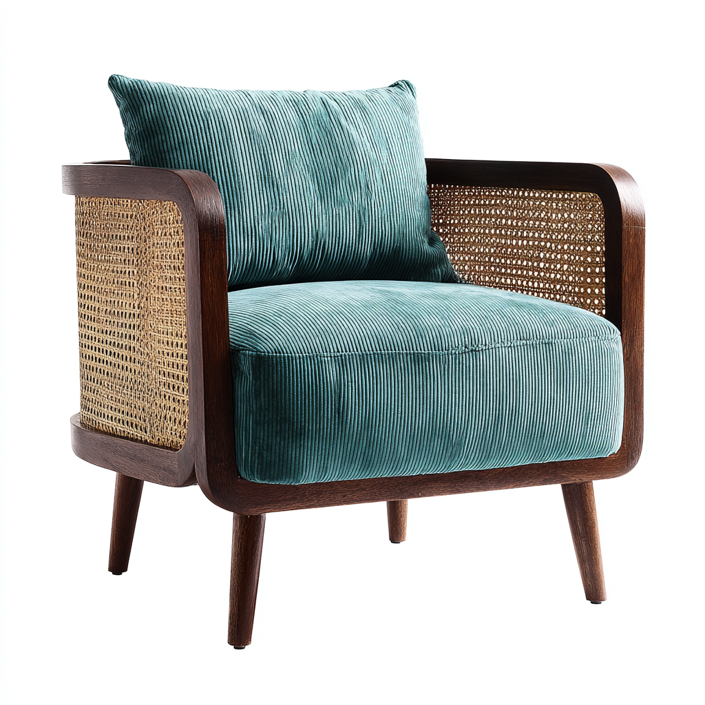 Sillón madera-cuerda 76x72x82 cm - azul - estilo vintage-Oakuply