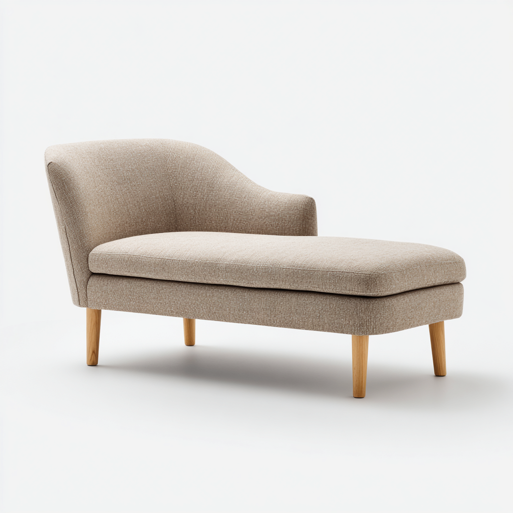 Chaise longue tapizada tela 180x75x85 cm - beige - adecuada para sala de estar - diseño minimalista-Oakuply