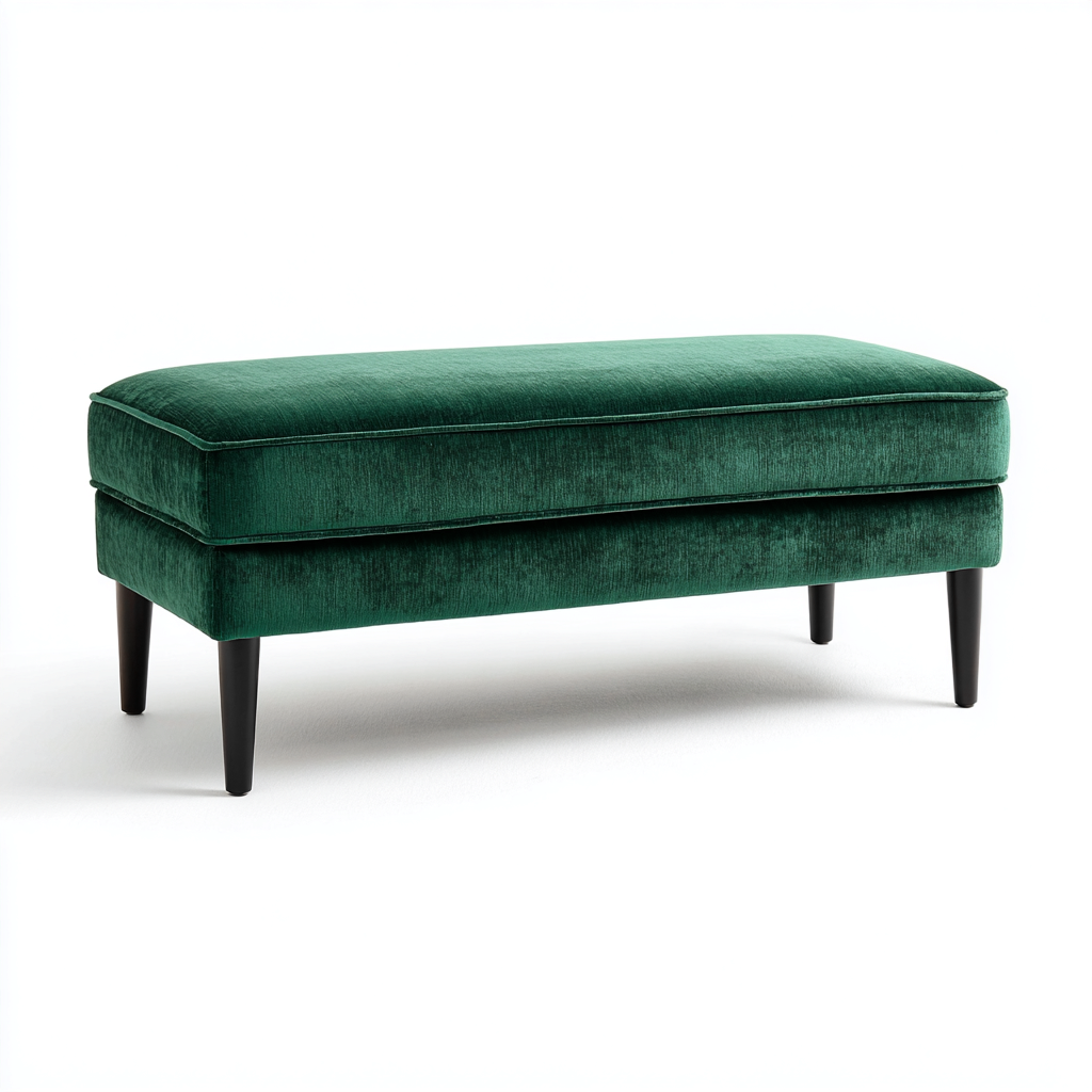 Banco de dormitorio terciopelo y madera 118x43x47 cm - verde oscuro - diseño moderno-Oakuply