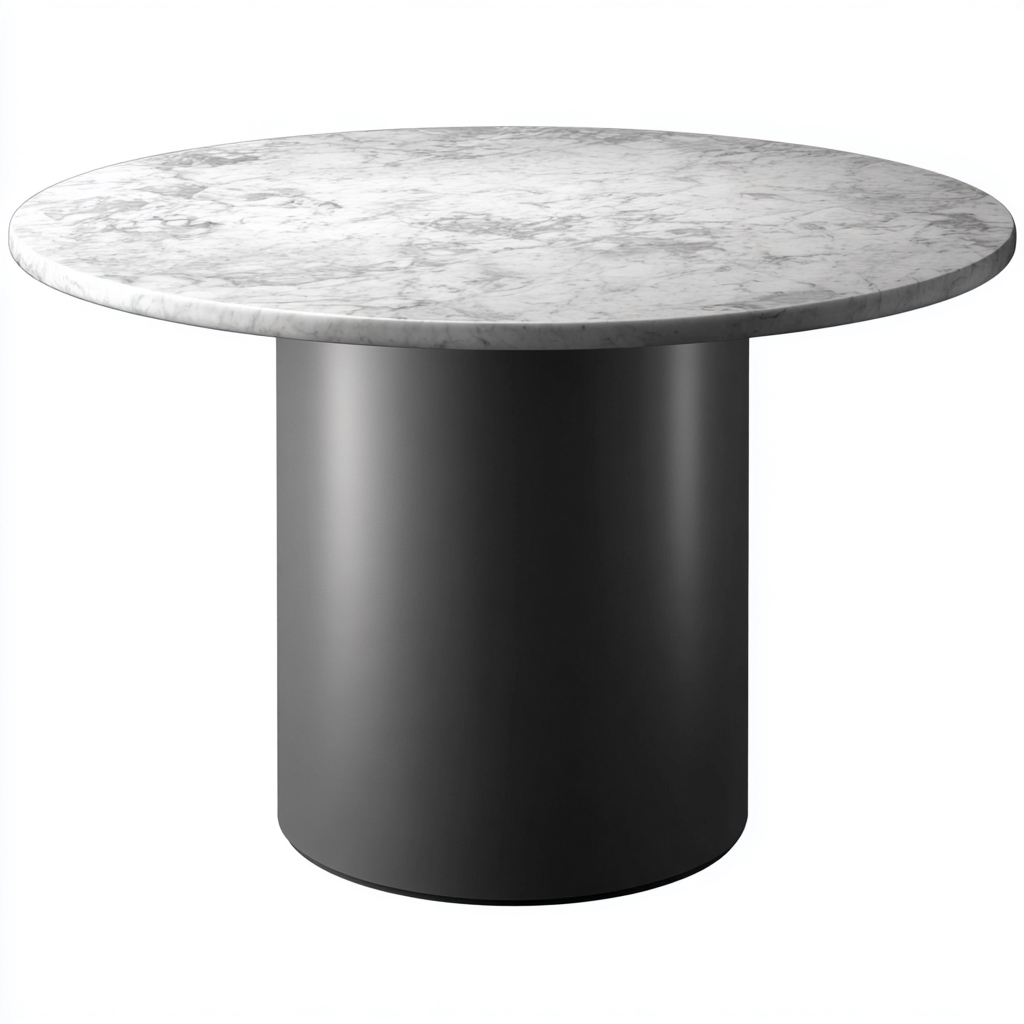 Mesa de comedor - Mármol y metal - 130x130x75 cm - Blanco-Negro - para comedor - Estilo moderno-Oakuply