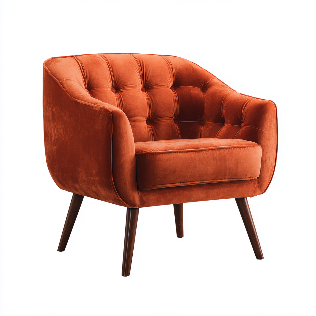 Sillón terciopelo 86x78x85 cm - naranja - diseño moderno-Oakuply