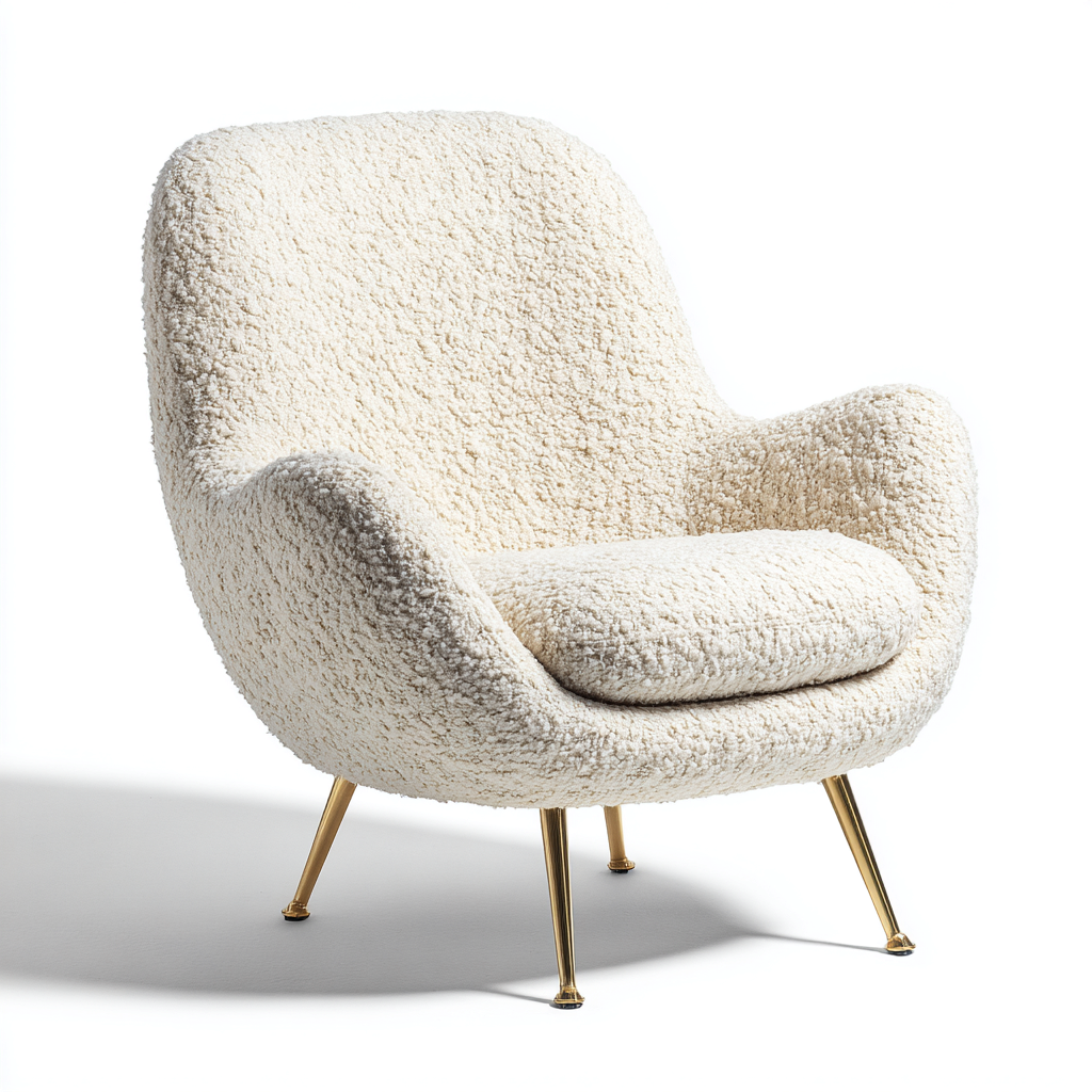 Sillón tapizado bouclé 88x82x90 cm - blanco - diseño contemporáneo-Oakuply