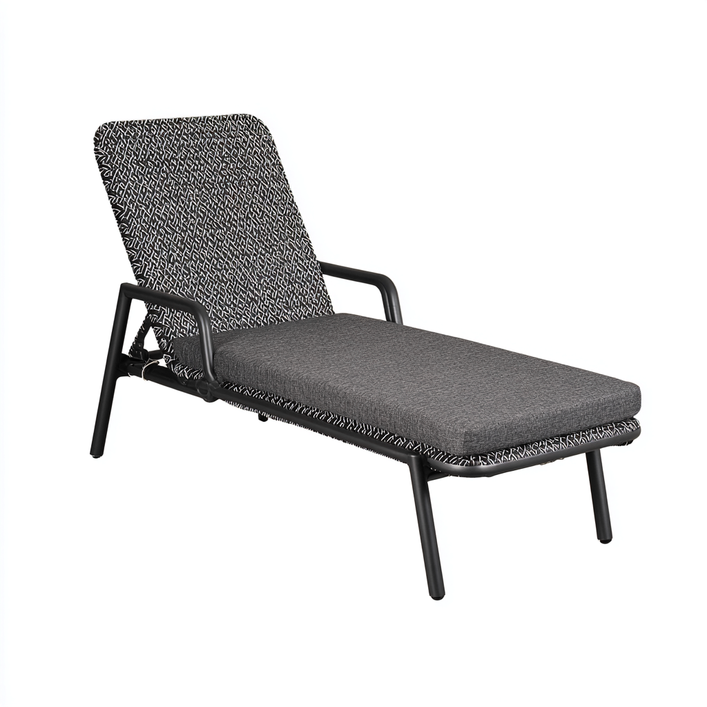 Tumbona de jardín Metal-tela 185x67x94 cm - gris - Diseño reclinable-Oakuply