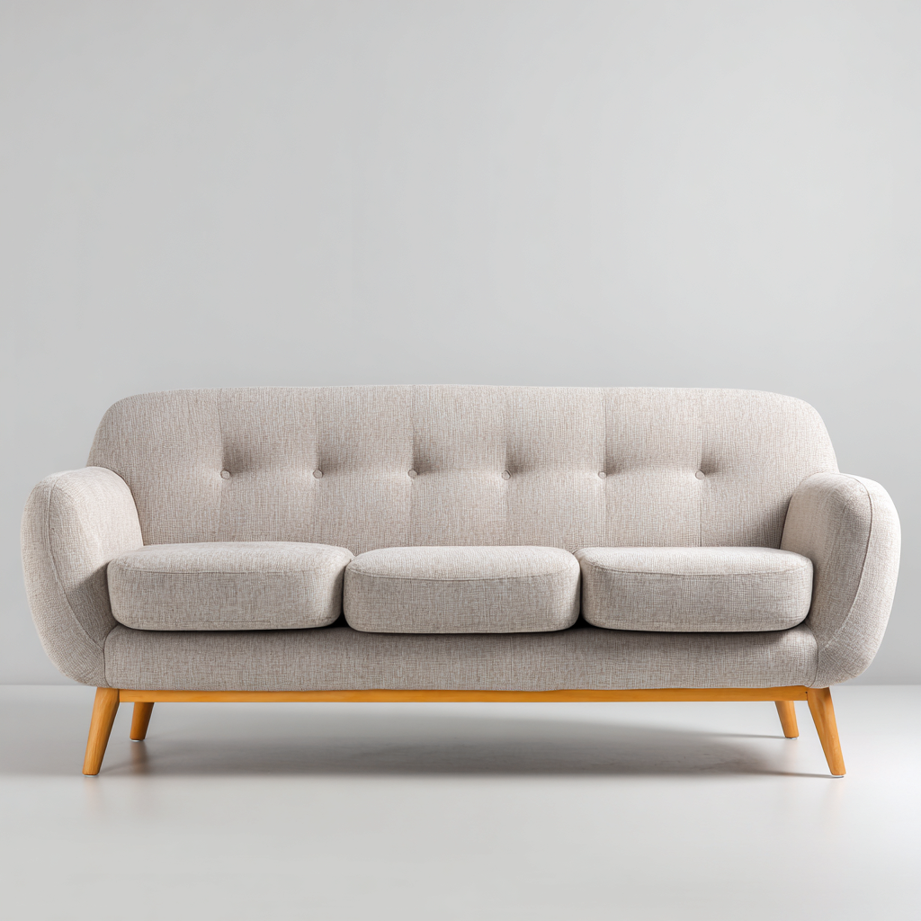 Sofá de 3 plazas tejido 210x87x82 cm - beige - diseño moderno-Oakuply