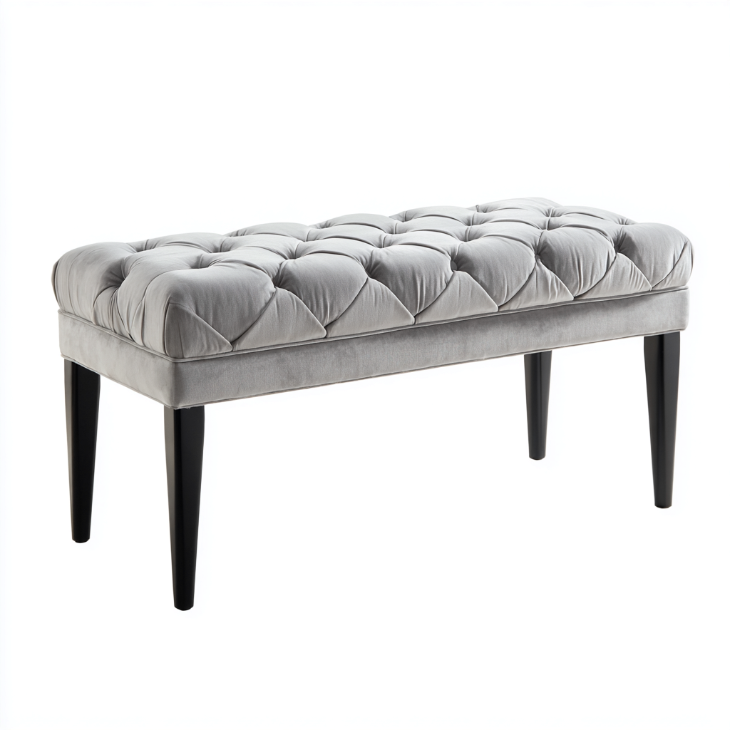 Bancos de dormitorio tapizado en terciopelo 120x40x47 cm - gris - adecuado para dormitorio - diseño clásico-Oakuply