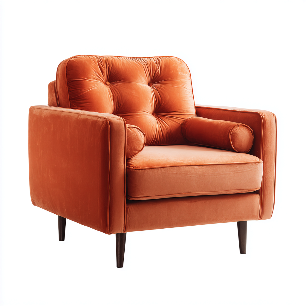 Sillón terciopelo 88x82x90 cm - naranja - diseño clásico-Oakuply