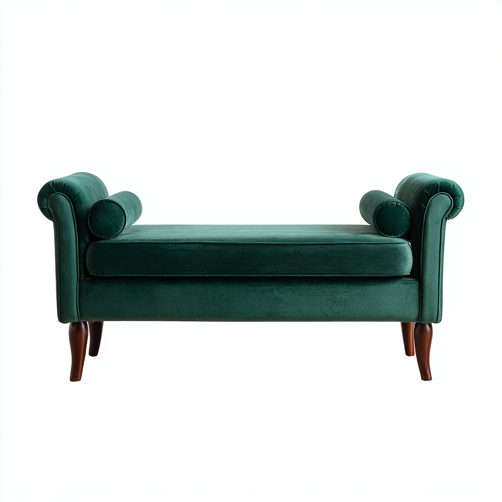 Banco de dormitorio terciopelo y madera 125x45x63 cm - verde oscuro - diseño clásico-Oakuply