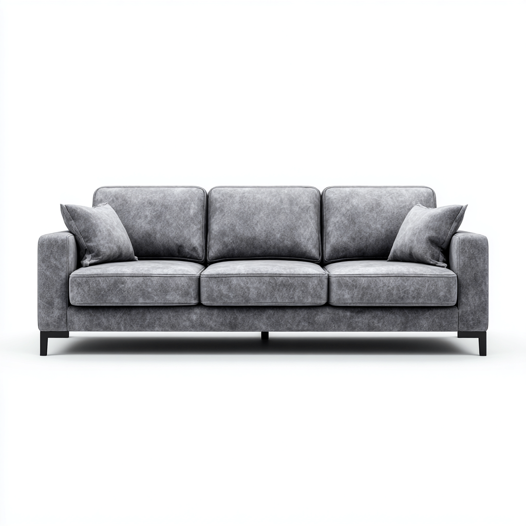 Sofá de 3 plazas piel sintética 218x90x84 cm - gris - diseño moderno-Oakuply