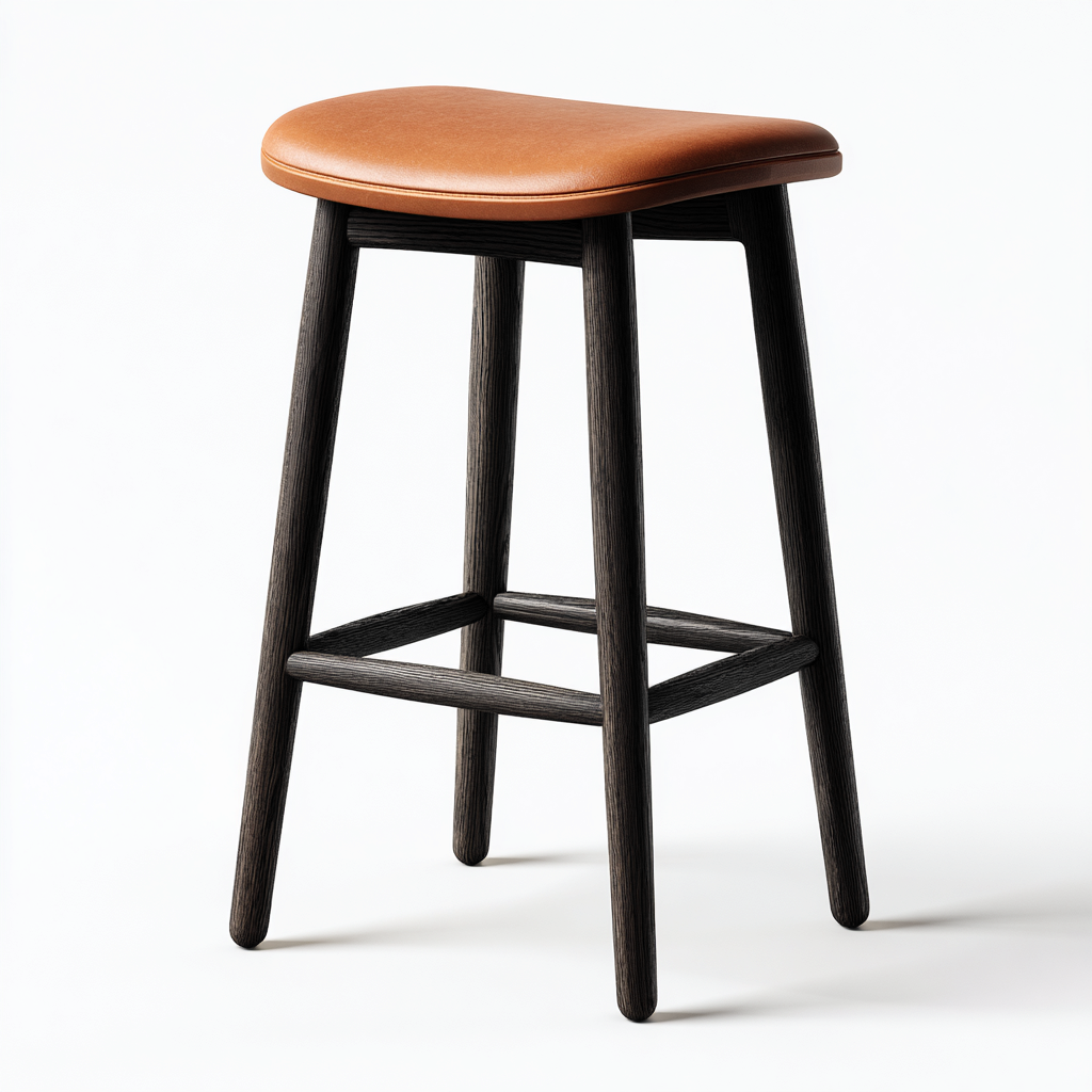 Taburete de bar madera y piel sintética 42x42x75 cm - marrón-madera oscura - diseño moderno-Oakuply