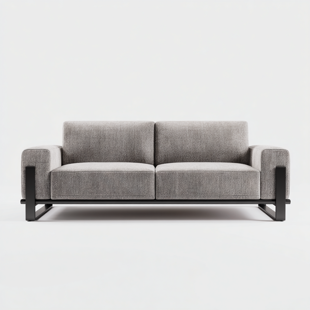 Sofá de 3 plazas tejido 220x90x82 cm - gris - diseño moderno-Oakuply