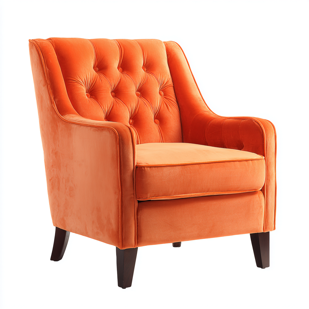 Sillón tapizado terciopelo 88x80x96 cm - naranja - diseño clásico - para salón-Oakuply