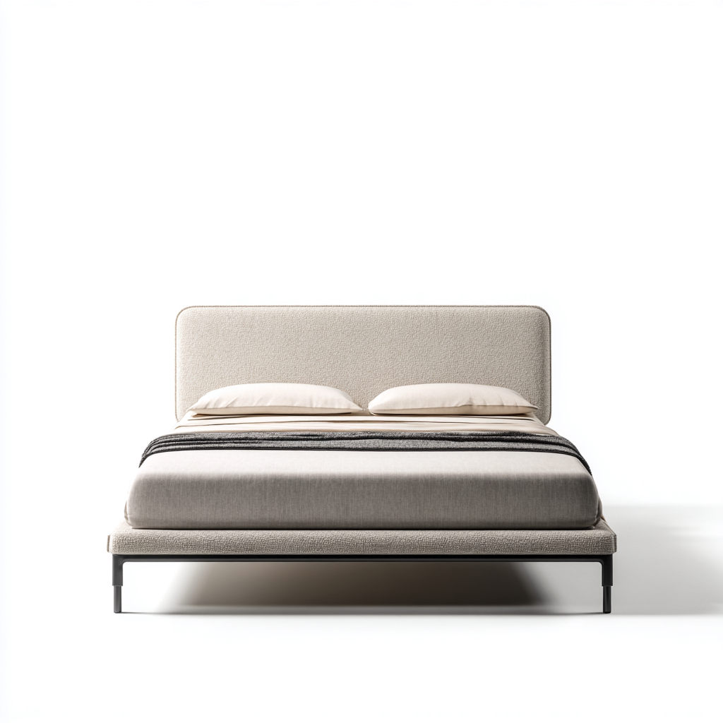 Cama matrimonial tapizada - 200x160x45 cm - beige - apta para dormitorio - diseño moderno-Oakuply