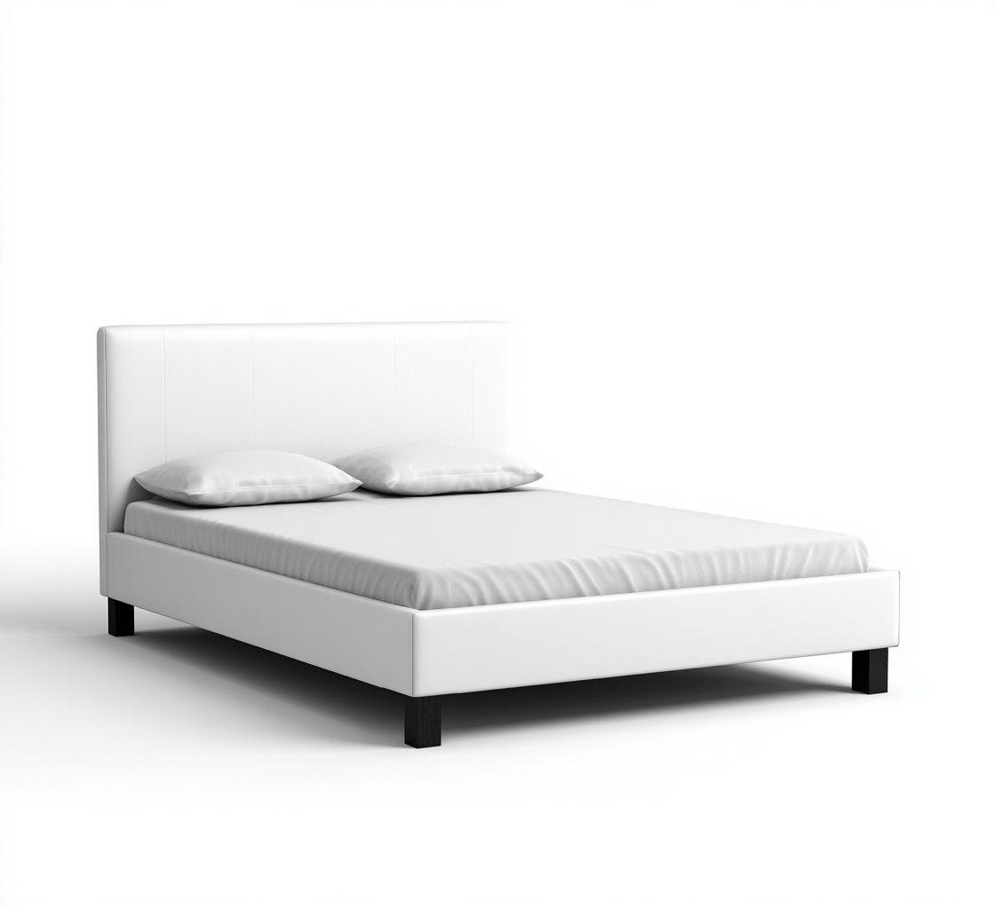 Cama matrimonial tapizada 200x160x45 cm - piel sintética-madera - blanco-negro - diseño moderno para dormitorio-Oakuply