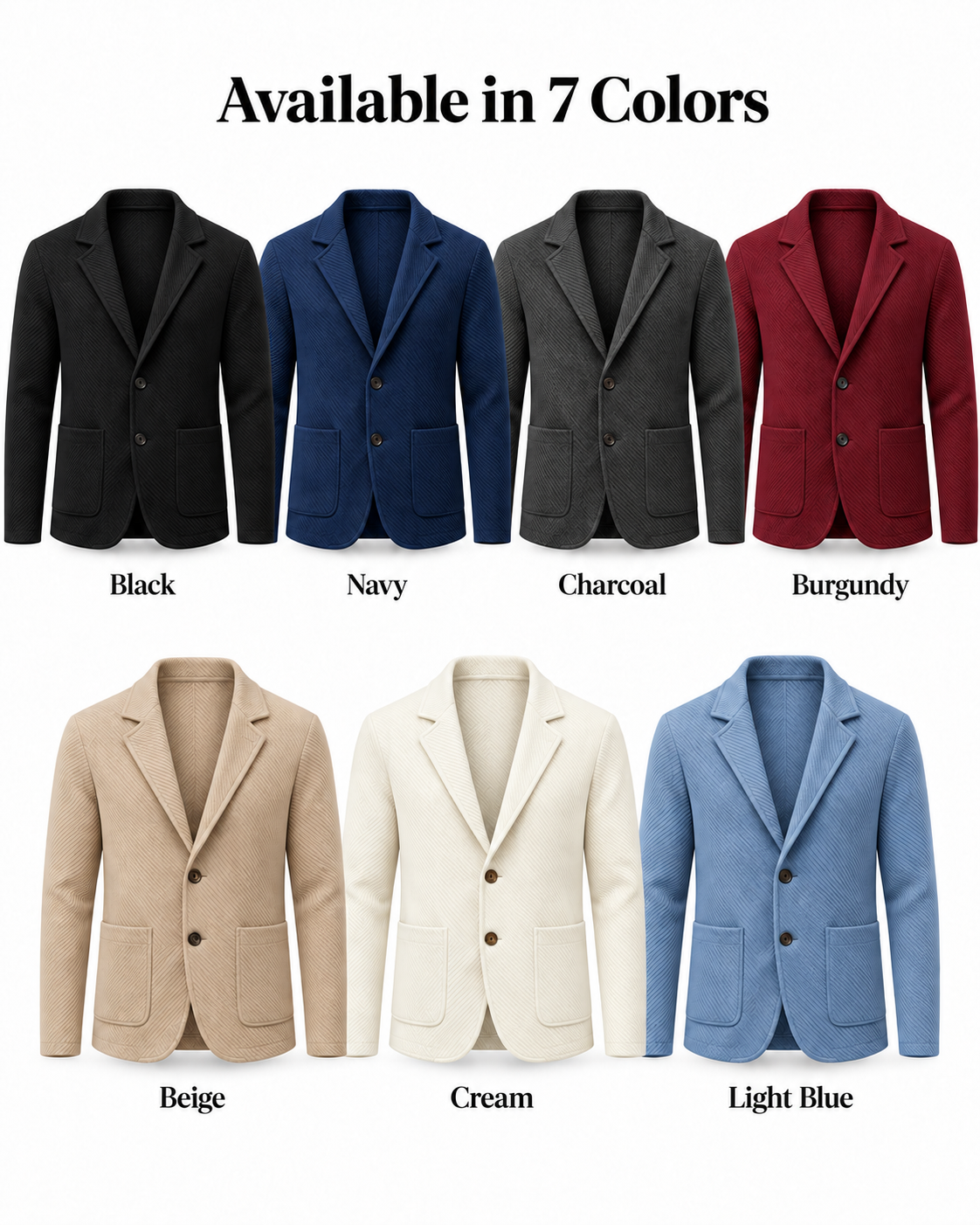 Men's heavyweight waffle knit blazer available in seven colors