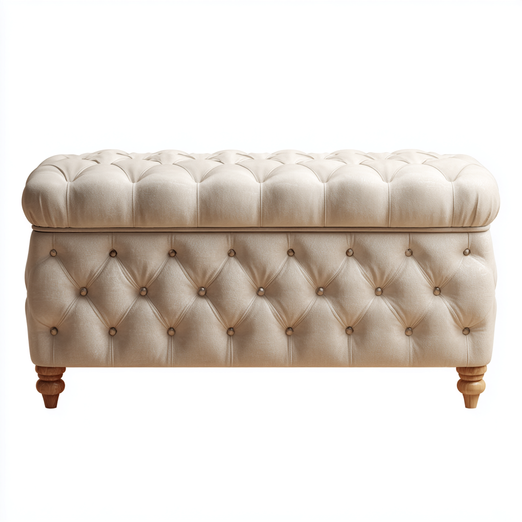 Banco de dormitorio tapizado tela 116x45 cm - beige - diseño clásico-Sofagobay