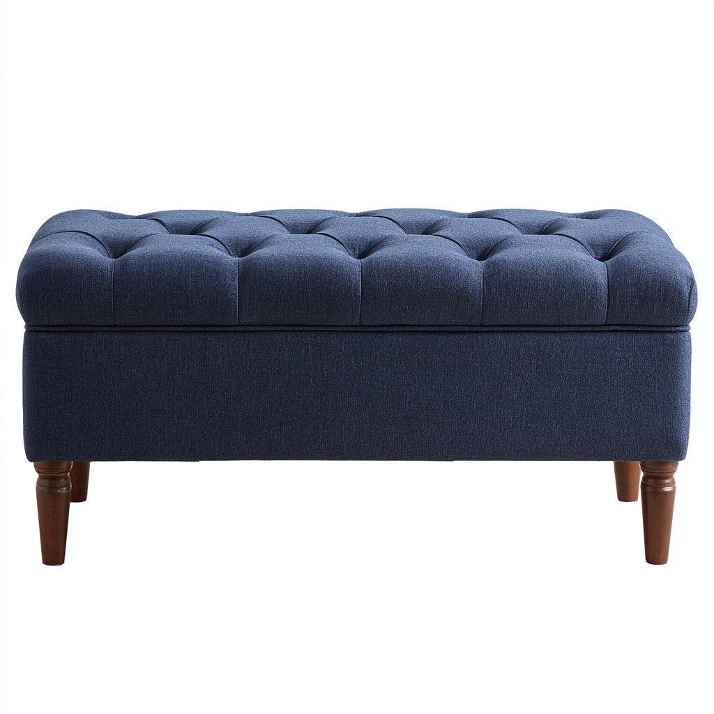 Banco de dormitorio tapizado tela 113x44 cm - azul - diseño moderno-Sofagobay
