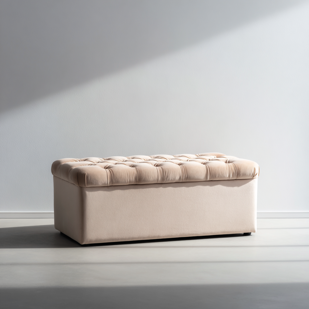 Banco de dormitorio tapizado tela 118x44 cm - beige - diseño moderno-Sofagobay