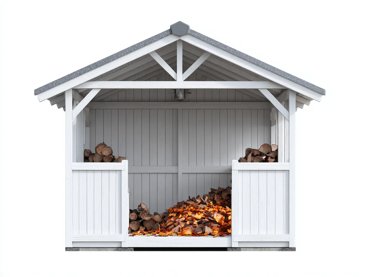 Leñero de exterior madera 200x90x180 cm blanco-gris - cobertizo para almacenamiento de leña con techo protector-Pinegoden