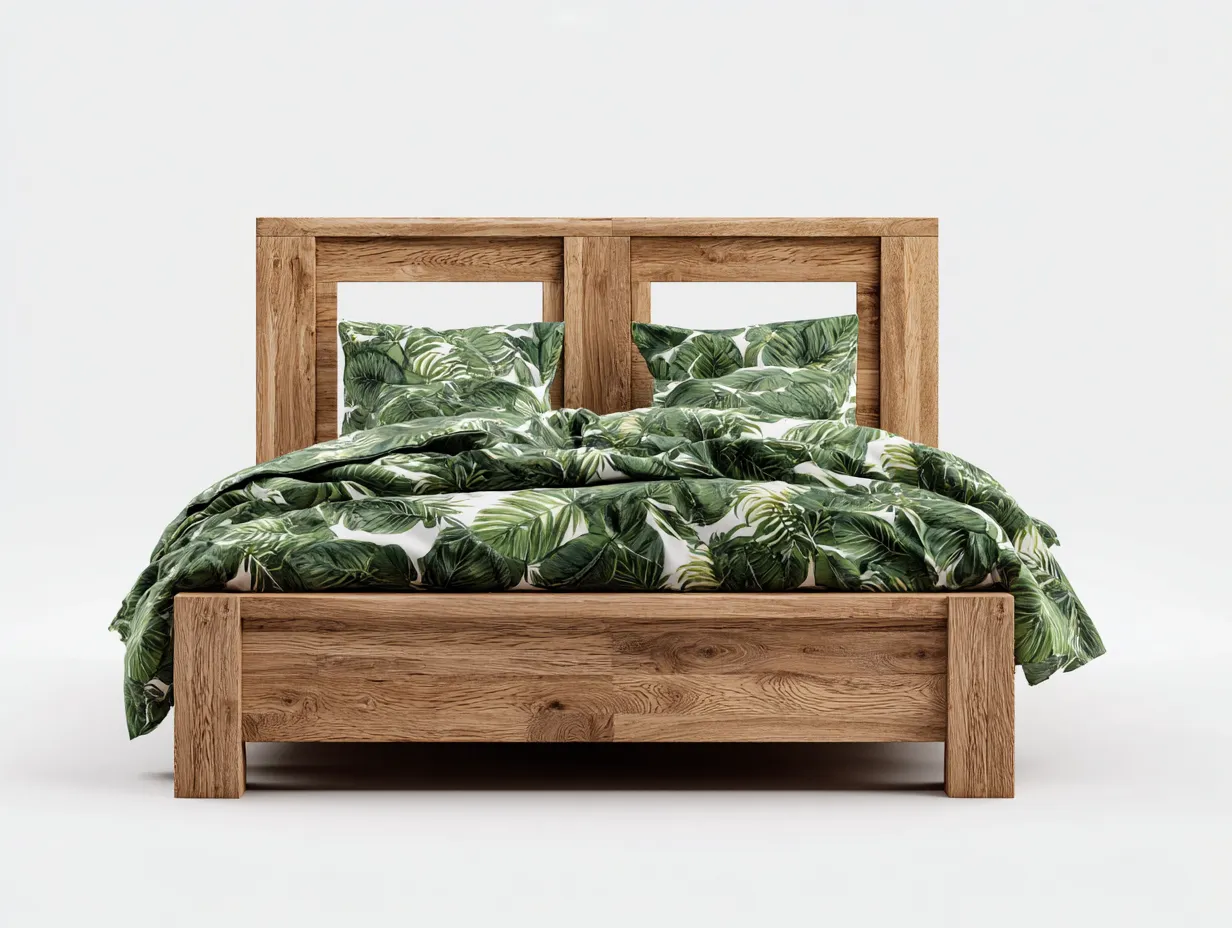 Doppelbett-Holz-214 x 194 x 102 cm-Natur-Rustikaler Stil-Casamyhub